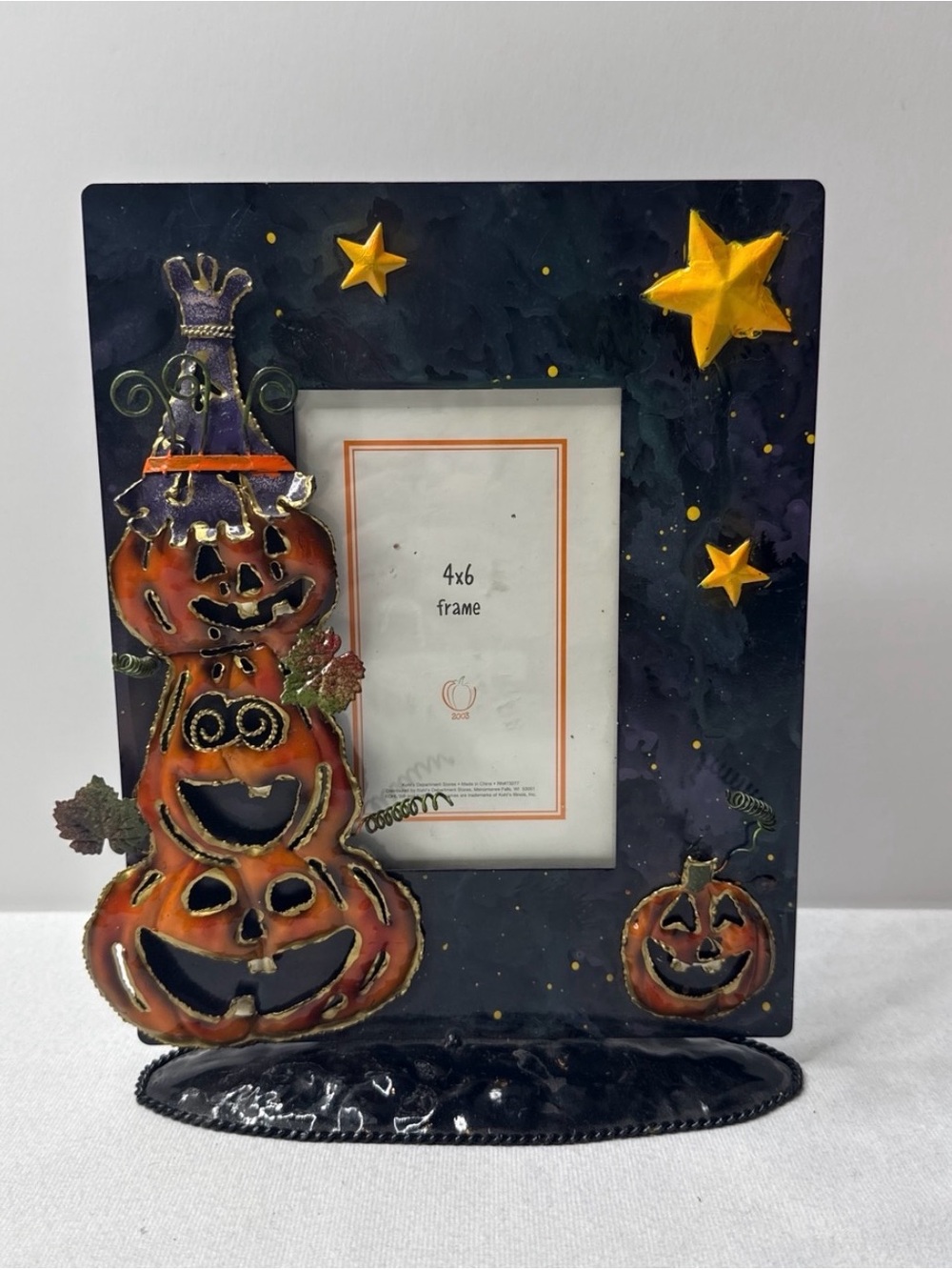 Halloween Pumpkin Stacked 4x6 Picture Frame - Orange & Black
